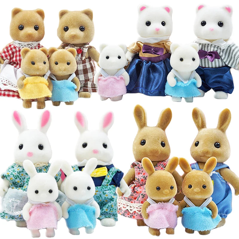 1:12  Forest Animal Family Mini  Rabbit Bear Panda doll girl play house doll setForest Family Villa Furniture Set Toys