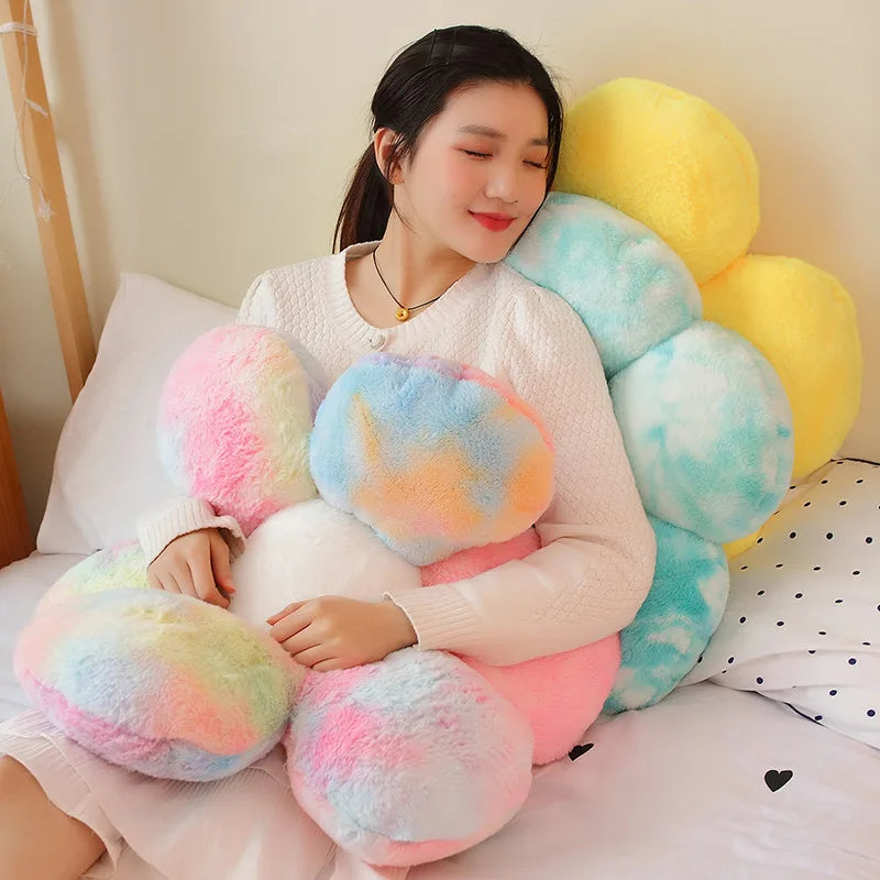 30-65cm Kawaii Colorful Flower Plush Pillow Cushion Soft Sunflower Plant Mat Stuffed Sofa Bed Sleeping Back Cushion Decor Gifts