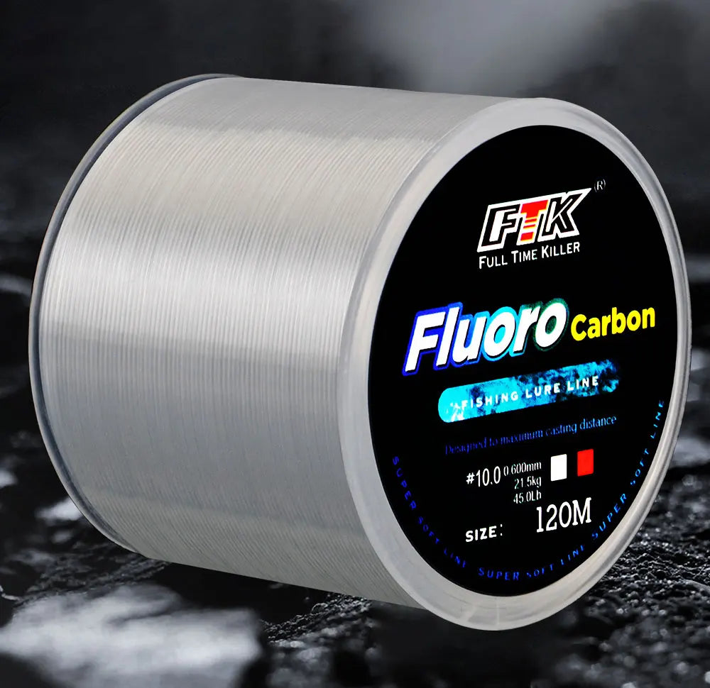 120M Fluorocarbon Coating Fishing Line 0.20mm-0.60mm 7.15LB-45LB Carbon Fiber Leader Line Fishing Lure Wire Sinking Line Japan