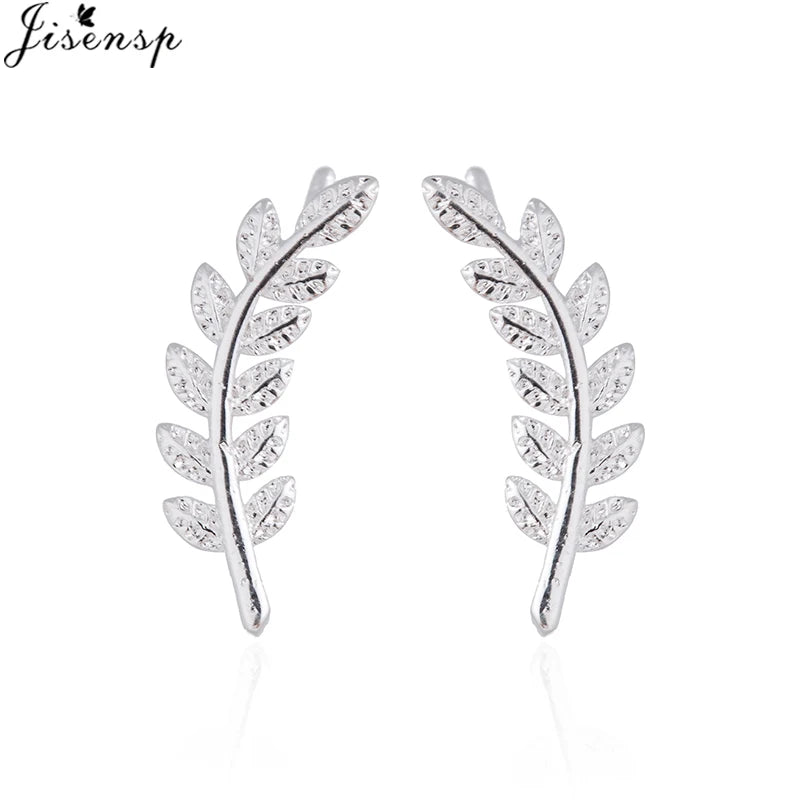 Jisensp Boho Vintage Botanical Leaf Ear Climbers Statement Stud Earrings for Women Bridal Jewelry Leaves Branch Ear Crawlers