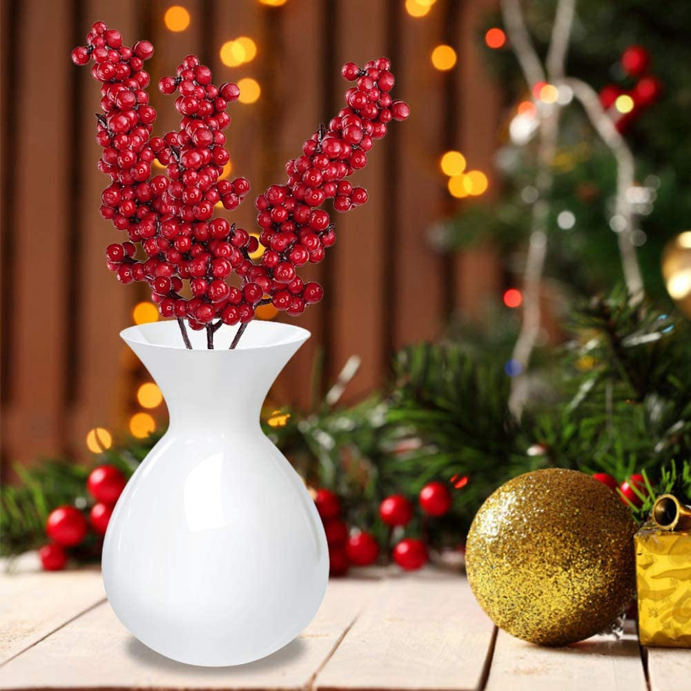 10PCS Artificial Red Berries Decorative Branches with Red Berries Autumn Branches Christmas Picks Branch Berries