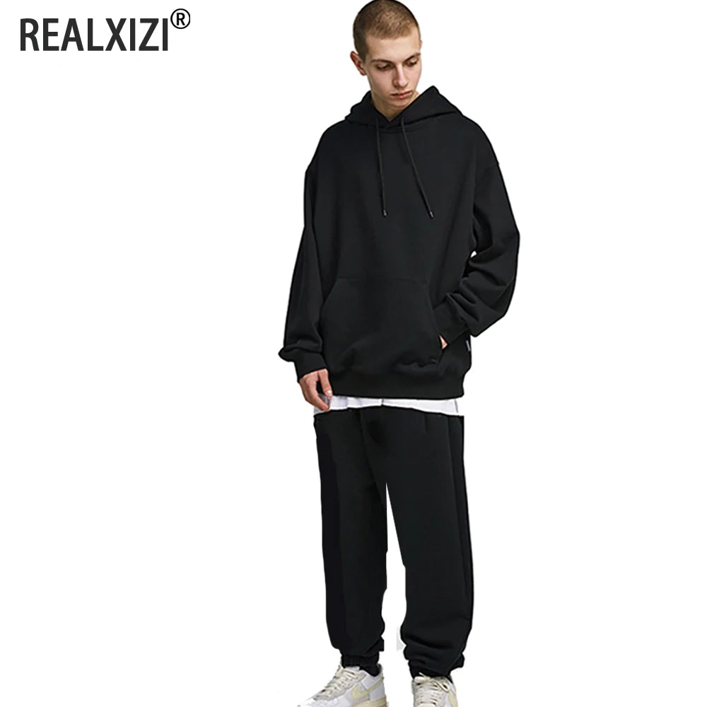 Men's Sweatpants Spring Autumn Fleece Pants Sport Long Pants Casual Drawstring Pockets Trousers Oversize Sweatpants For Men