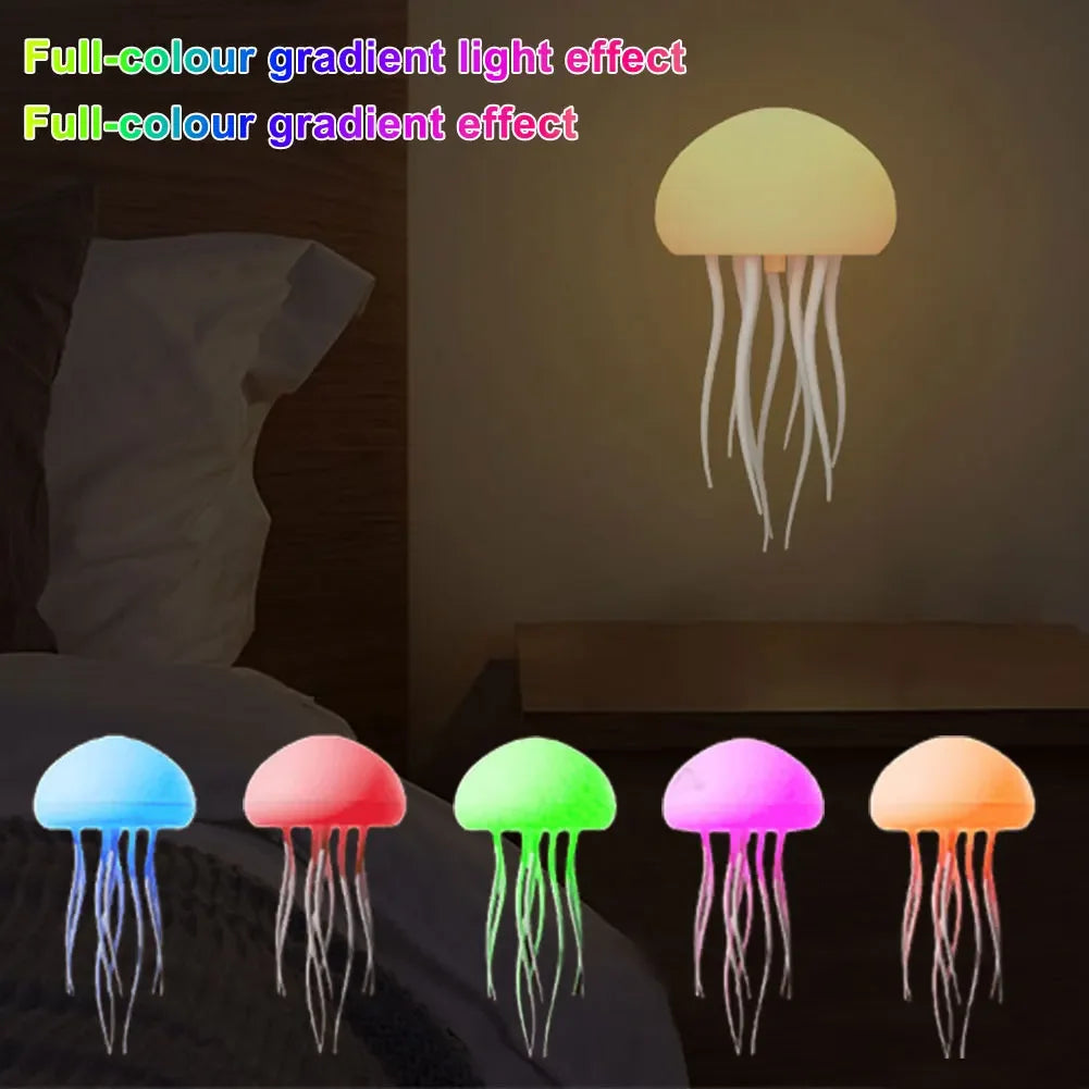 Cartoon Dancing Jellyfish Night Light RGB Gradient Cute Jellyfish Bedside Lamp Voice Control Type-C Charging LED Night Lamp