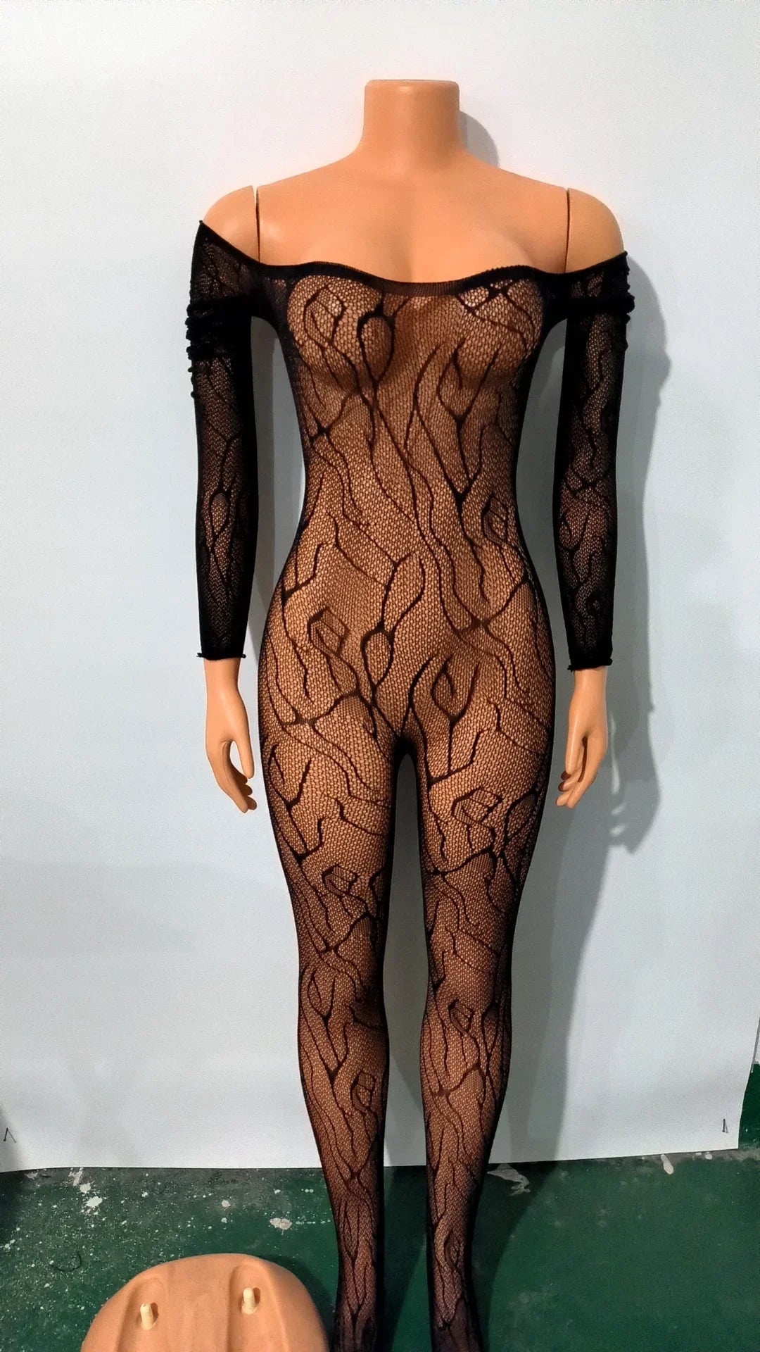 Lace Sexy Adult Valentine One Size Lingerie See Through Night Club Bodysuit Pantyhose Shaper for Women's Jumpsuit with Sleeves