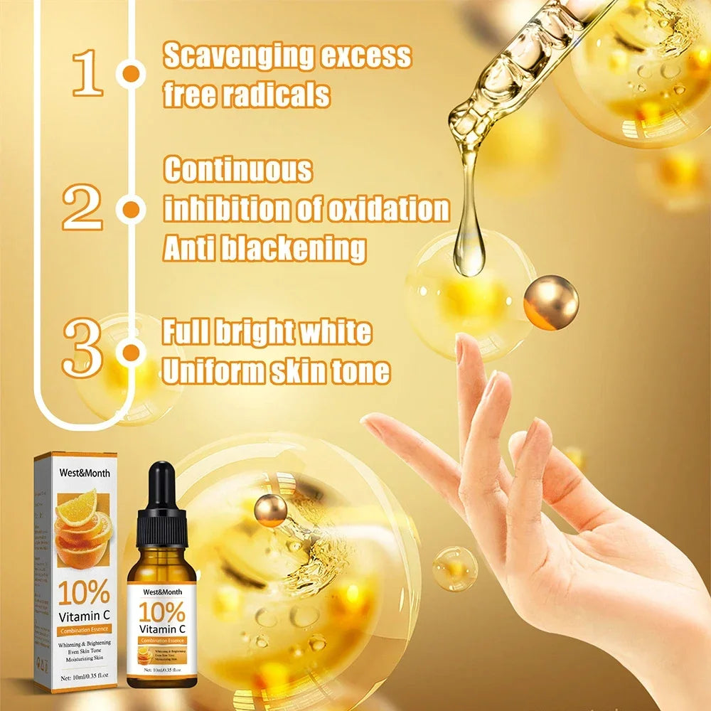 10ml Vitamin C Serum for Face Whitening Facial Serum Hyaluronic Acid Dark Spot Remover Korean Skin Care Products Skincare New