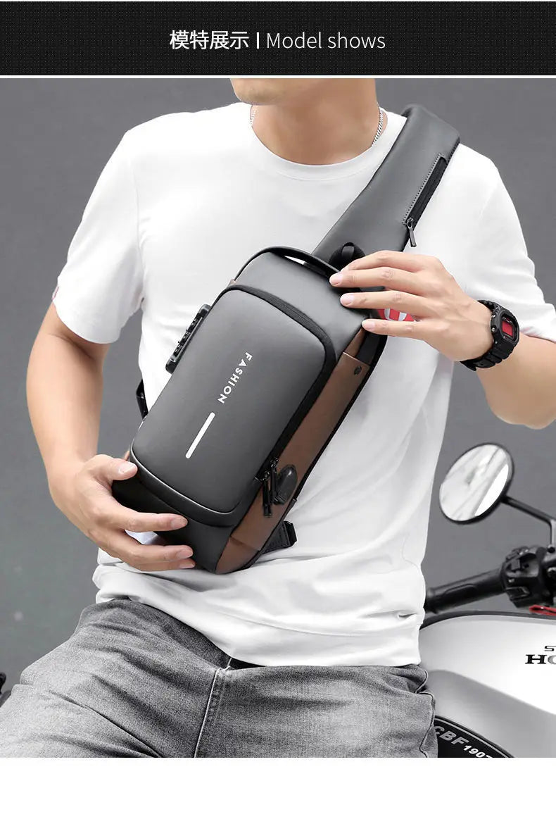 Men Anti Theft Chest Bag Shoulder Bags USB Charging Crossbody Package School Short Trip Messengers Bags Men's Oxford Sling Pack