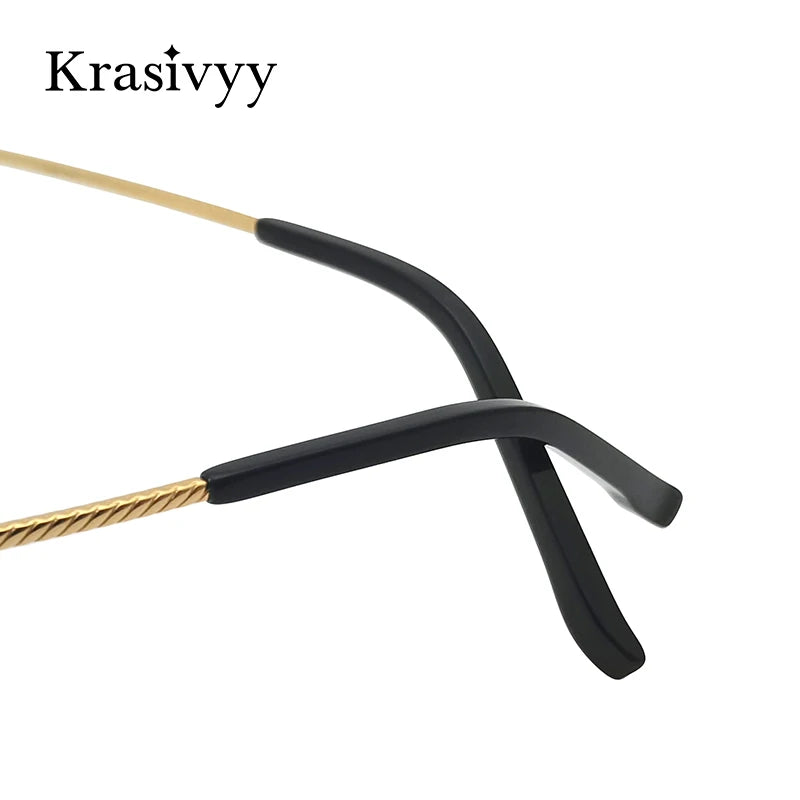 Krasivyy Pure Titanium Rimless Glasses Frame Men Ultralight Optical Prescription Eyeglasses Women 2024 New Myopia Square Eyewear