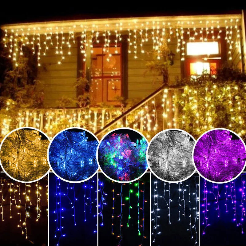 220v 110v Connectable icicle string lights waterproof christmas icicle lights outdoor