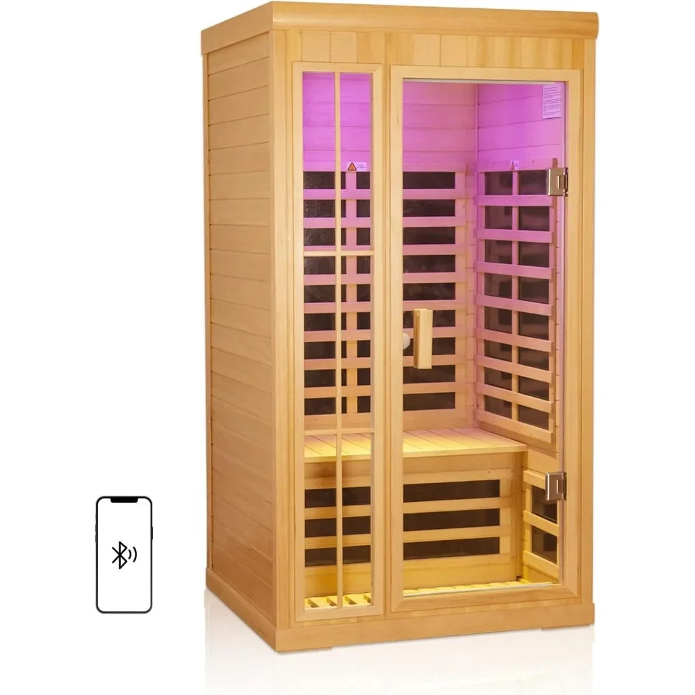 Outdoor Hot Tubs & Accessories 1-2 Person Infrared Sauna Room, Low Electromotive Force Infrared Sauna Room for Ironwood Wood