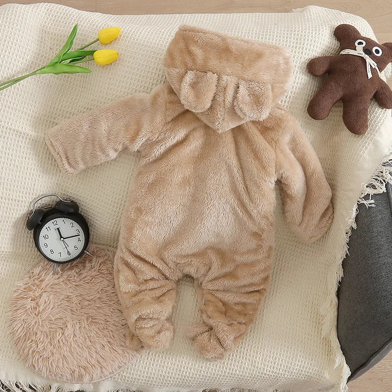 Autumn and Winter New Baby Plush Climbing Clothes Baby Warm and Thick Cartoon Dog Rabbit Cute Cotton Clothes for 0-2 Years