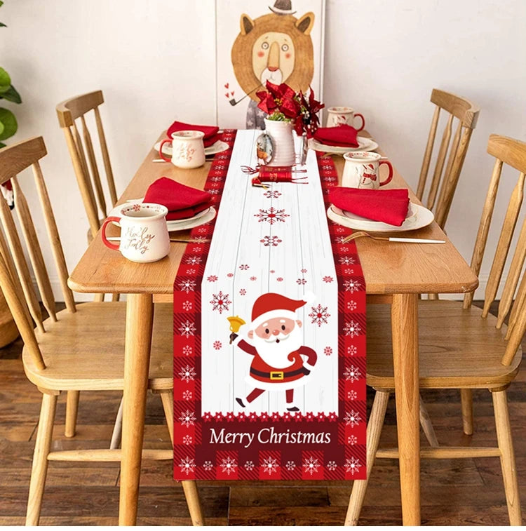 2024 Christmas Table Runners Merry Christmas Decoration for Home Tablecloth Table Cover Xmas Gifts Navidad Noel New Year 2025