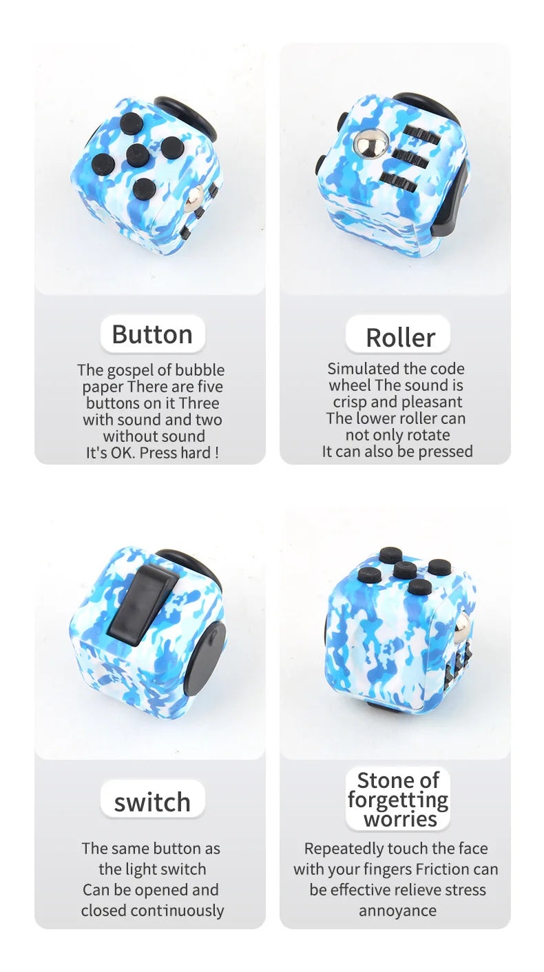 Solid Color Fidget Decompression Dice for Release Stress Autism Anxiety Relieve Adult Kids Stress Relief Anti-Stress Fingertip