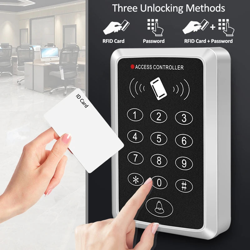 125KHz RFID Access Control Keypad EM Card Reader Door Access Control System Door Lock Opener Keyboard System