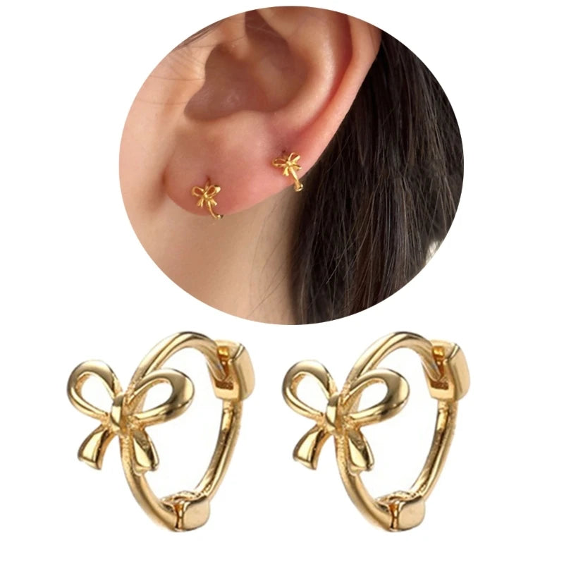 Bowknot Studs Earrings Ear Piercing Jewelry Accessory Stylish Bow Ear Pendant Jewelry for Fashion Enthusiasts