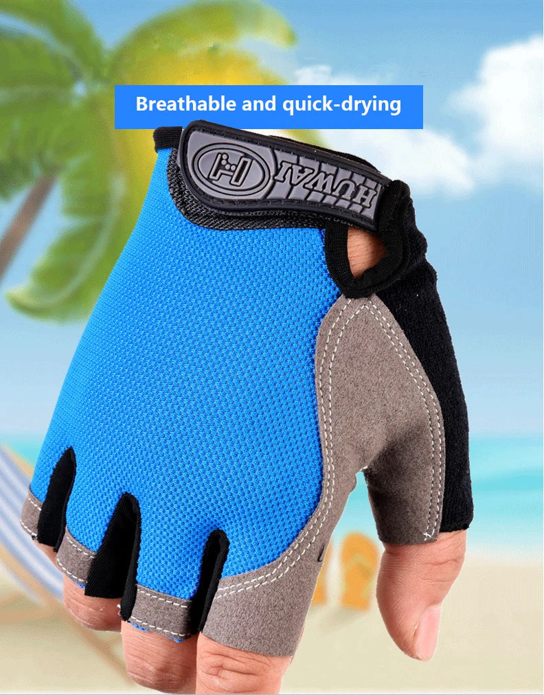 Professional Gym Fitness Breathable Anti-Slip Women Men Half Finger Summer Fishing Cycling Fingerless Gloves Female Bicycle Bike