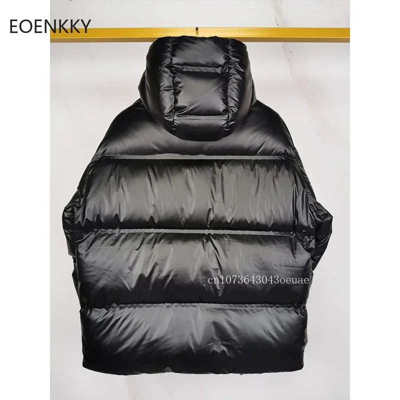 EOENKKY Couples Fashion Hooded Down Jacket Men's Short Bread Jacket Women's Casual Top Coat 1: 1 High Quality Winter Down Jacket