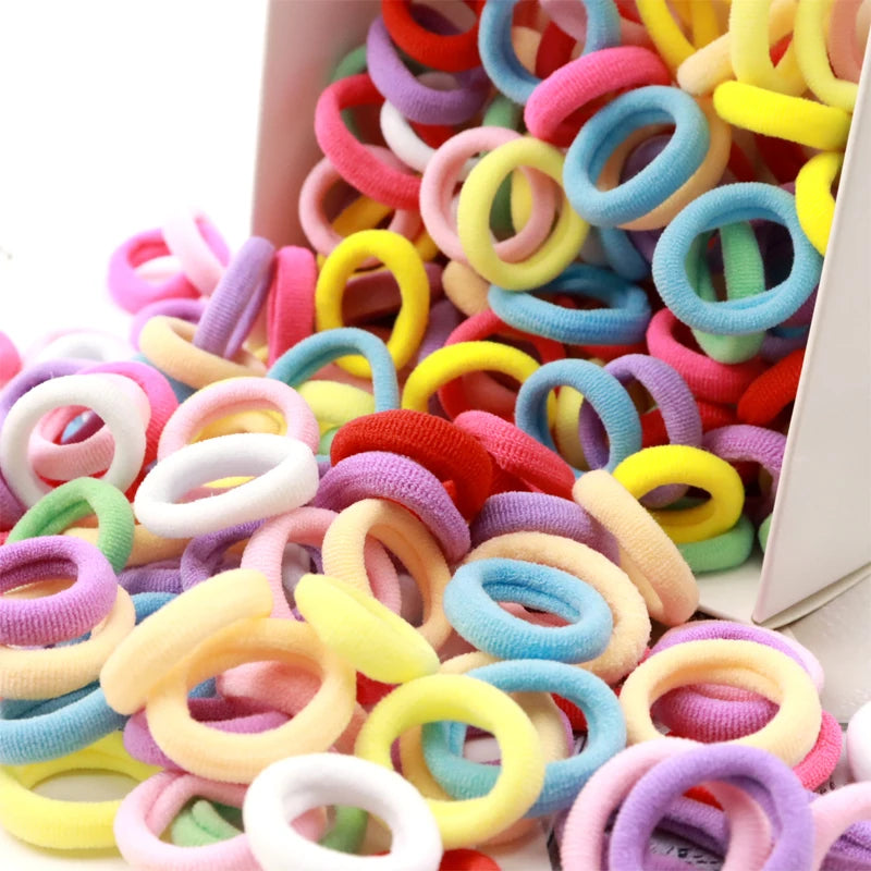 200PCS Women Girls Colorful Nylon Elastic Hair Bands Ponytail Hold Small Hair Tie Rubber Bands Scrunchie Hair Accessories