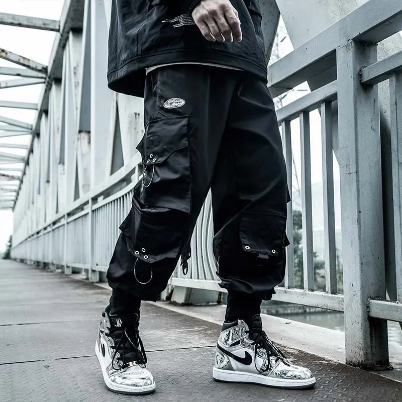 HOUZHOU Black Cargo Pants Men Joggers Hip Hop Techwear Pants Hippie Cargo Trousers for Men Streetwear Plus Size Pockets Oversize