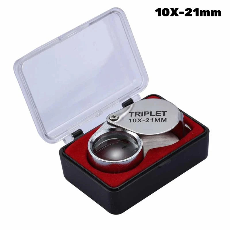 10x 20x 30X 21mm High Magnification Metal Folding Glass Lens Small Portable Jewelry Identification Magnifying Glass