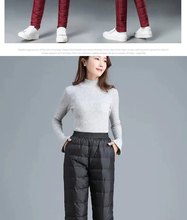 Winter New Style High-waisted Thickened Downcotton Wadded Trousers Women's Slimming Cotton Wadded Pants Windproof Warm Outerwear