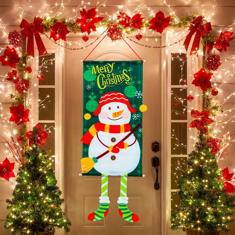 2024 Christmas Hanging Flag Banner Christmas Decorations For Home Door Christmas Ornaments Xmas Navidad Noel Gifts New Year 2025