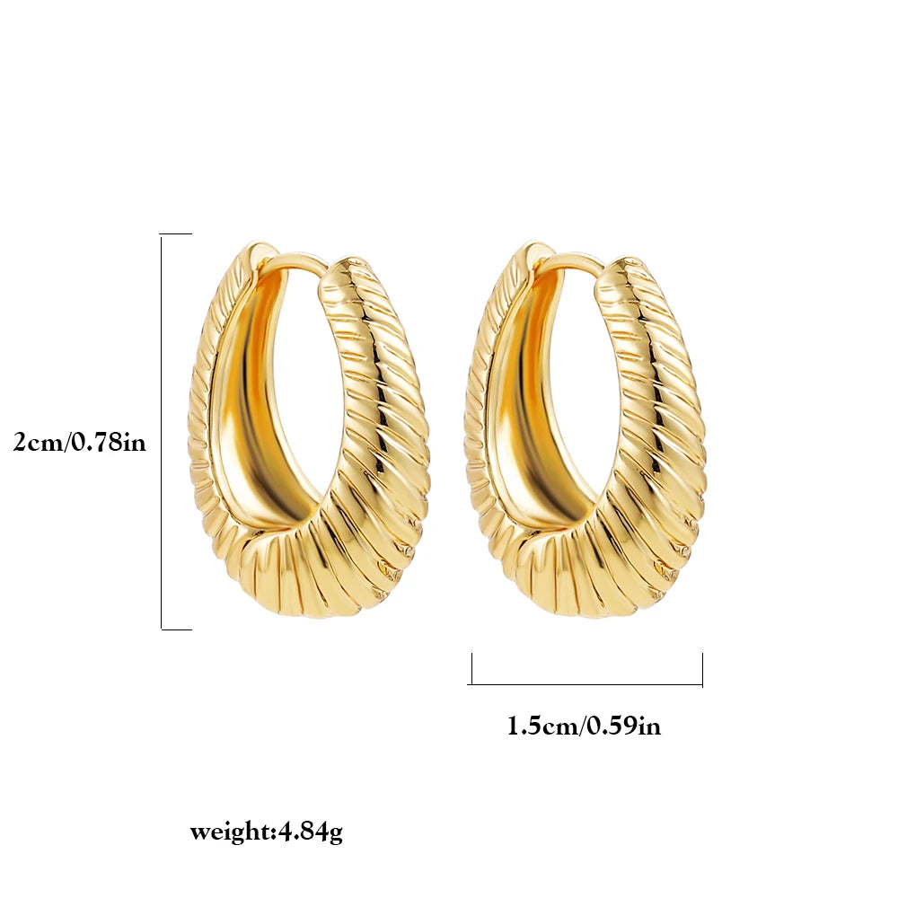 Punk Gold plated Chunky Irregular Hammered Hoop Earrings for Women Minimalist Geometric Twisted Polished Ear Ring Huggie Hoops