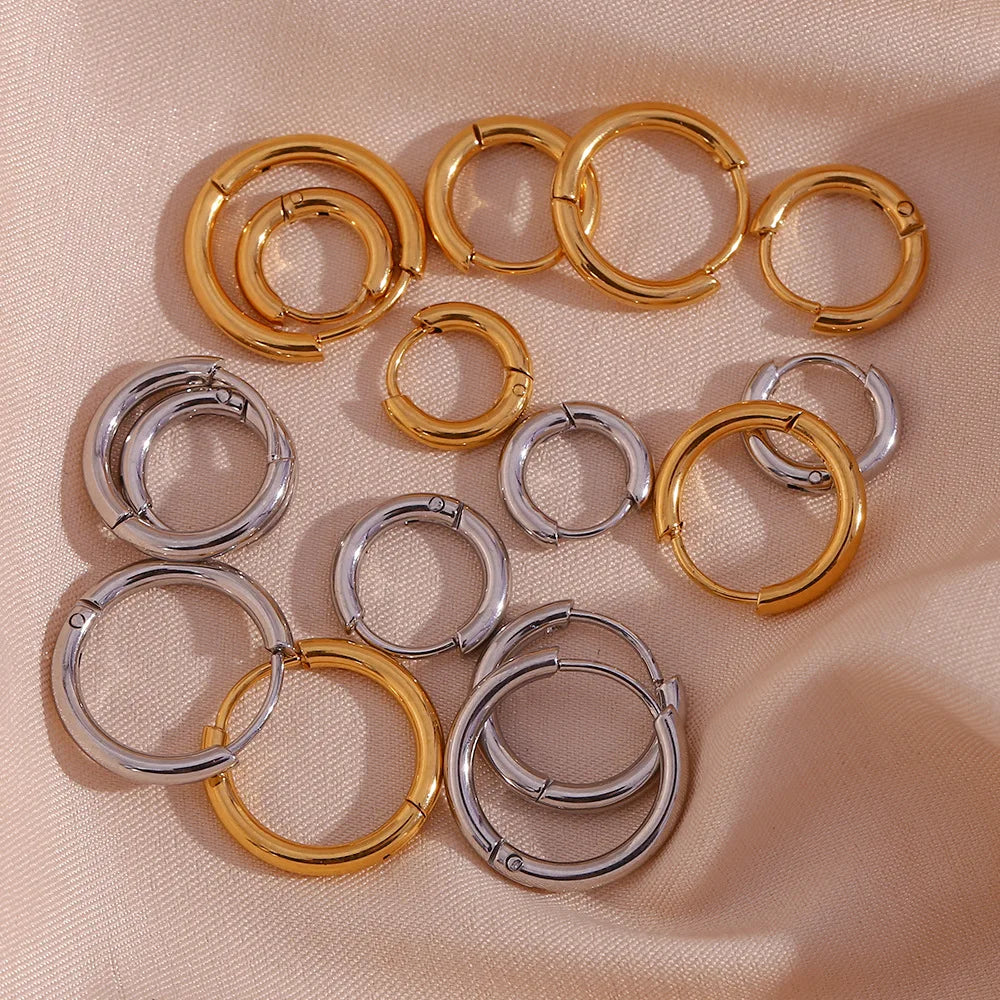 4 pair 8/10/12/14mm Stainless Steel Round Circle Hoop Earrings for Women Tiny Hoops Ear Piercing Loop Ring