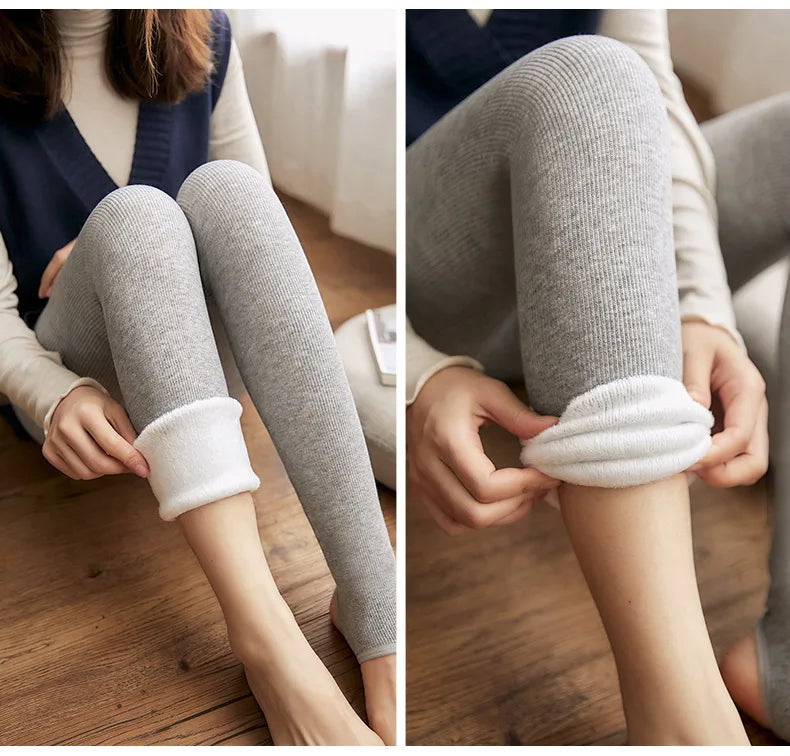 Women Winter Warm Leggings Thick Trousers Warm Fleece Plus Size Long Thicken Pants Fashion Casual Soild Color Leggings