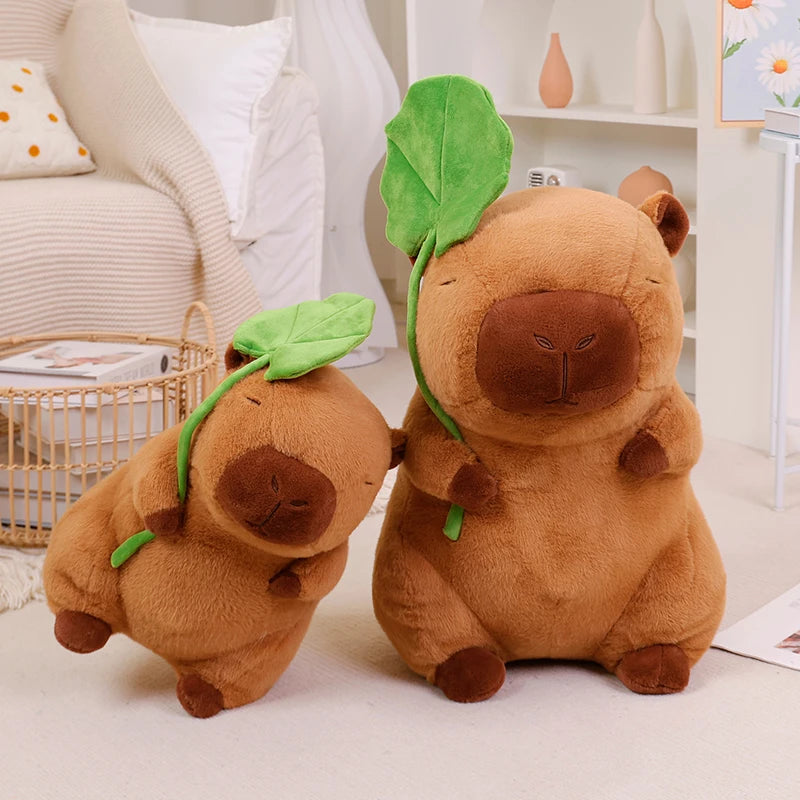 Lotus leaf Capybara Plush Toy Turtle Oyster Bee Bckpack Capibara Cosplay Unicorn Dinosaur Boba Bread Ring Decor Stuffed Animals