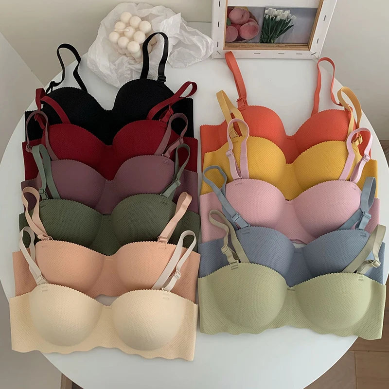 1Pc Seamless Underwear Sexy Gathered Bras Solid Color Lingerie Soft Comfortable Underwear Women's Intimates