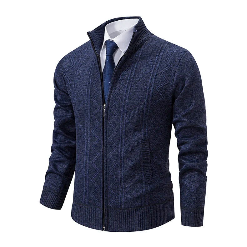 Thick Knit Jacket Men Autumn Winter Warm Stand Collar Knitted Cardigan Men's Smart Casual Sweater Coat Knitting Sweatercoat Man