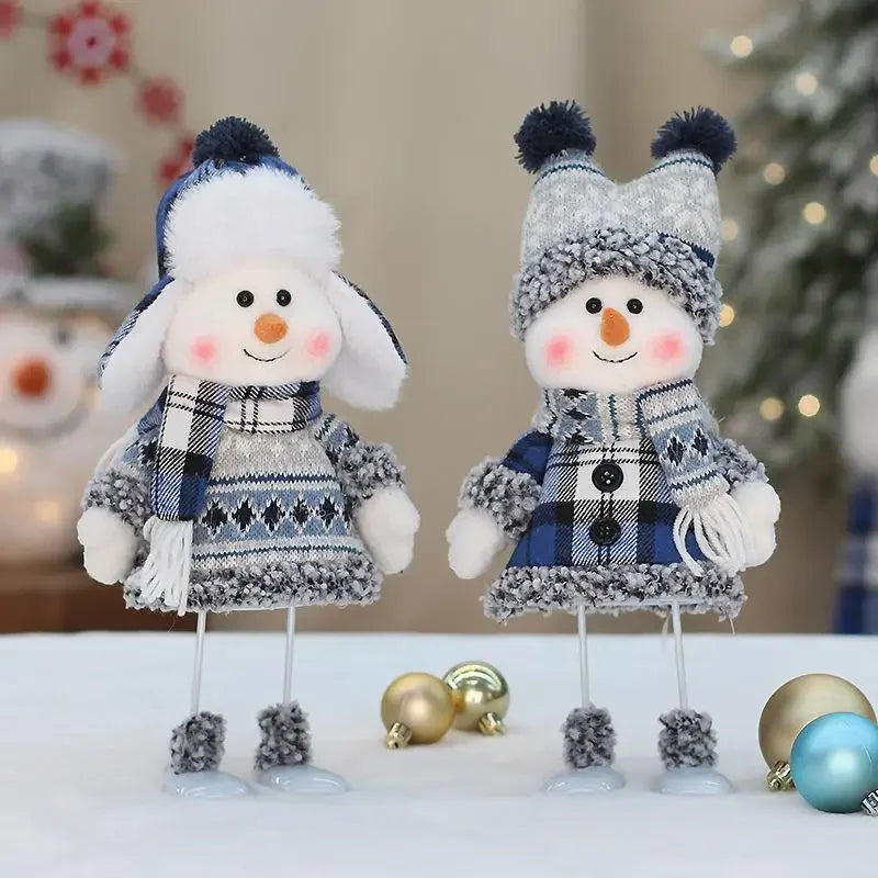 2024 New Christmas Snowman Doll Blue Cloth 20-33cm Cute Doll Christmas Gift Desktop Doll Decoration