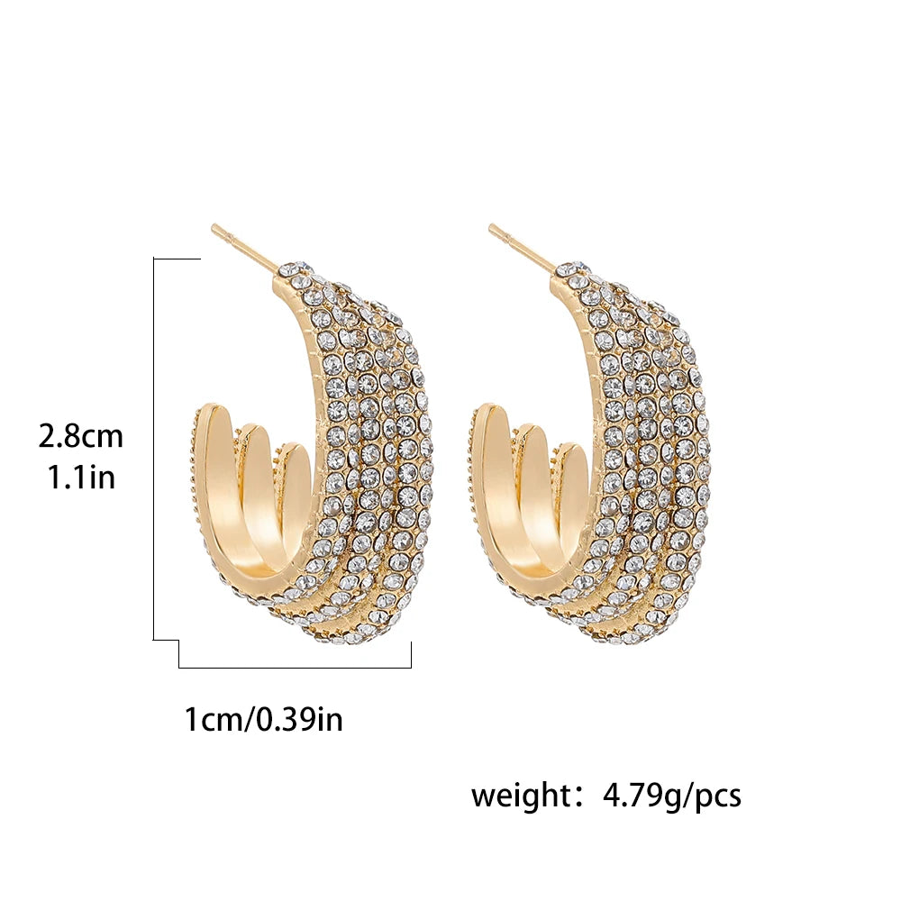 Punk Gold plated Chunky Irregular Hammered Hoop Earrings for Women Minimalist Geometric Twisted Polished Ear Ring Huggie Hoops