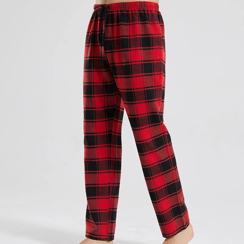 Fashion Casual Checked Red Tartan Pajama Pants Soft Comfortable Elastic Waistband New Men's Checkered Sleepwear Home Lounge Pant