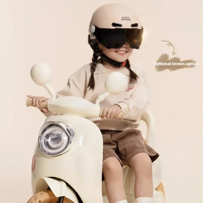 Electric Vehicle Helmet Children Four Seasons General Purpose Bicycle Motorcycle Helmet Winter Windbreak Summer Half Helmet