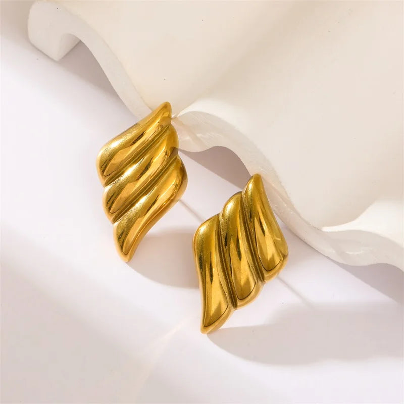 EILIECK 316L Stainless Steel Waterproof Gold Color Stud Earrings For Women Girl Fashion New Gift Ear Buckle Jewelry Bijoux