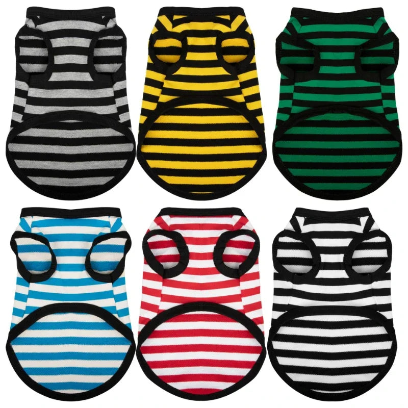 1Pc Summer Dog Clothes for Small Medium Dogs Pet Stripe Cotton Sweatshirt Breathable Puppy Cat Clothing