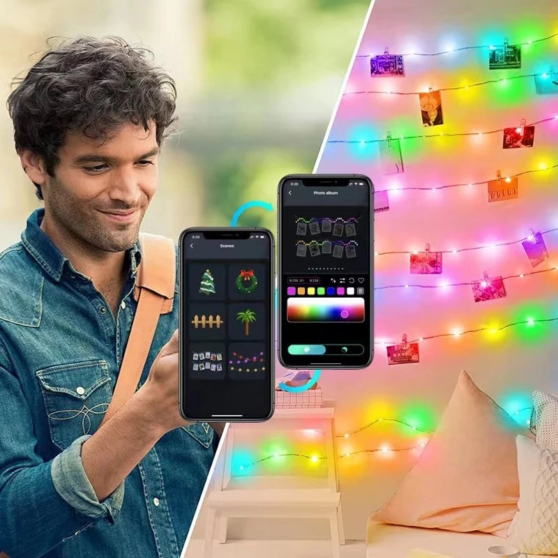 20M Smart App Control Fairy Light Outdoor RGB Bluetooth Christmas Tree String light USB Garland Light For Wedding Holiday Decor