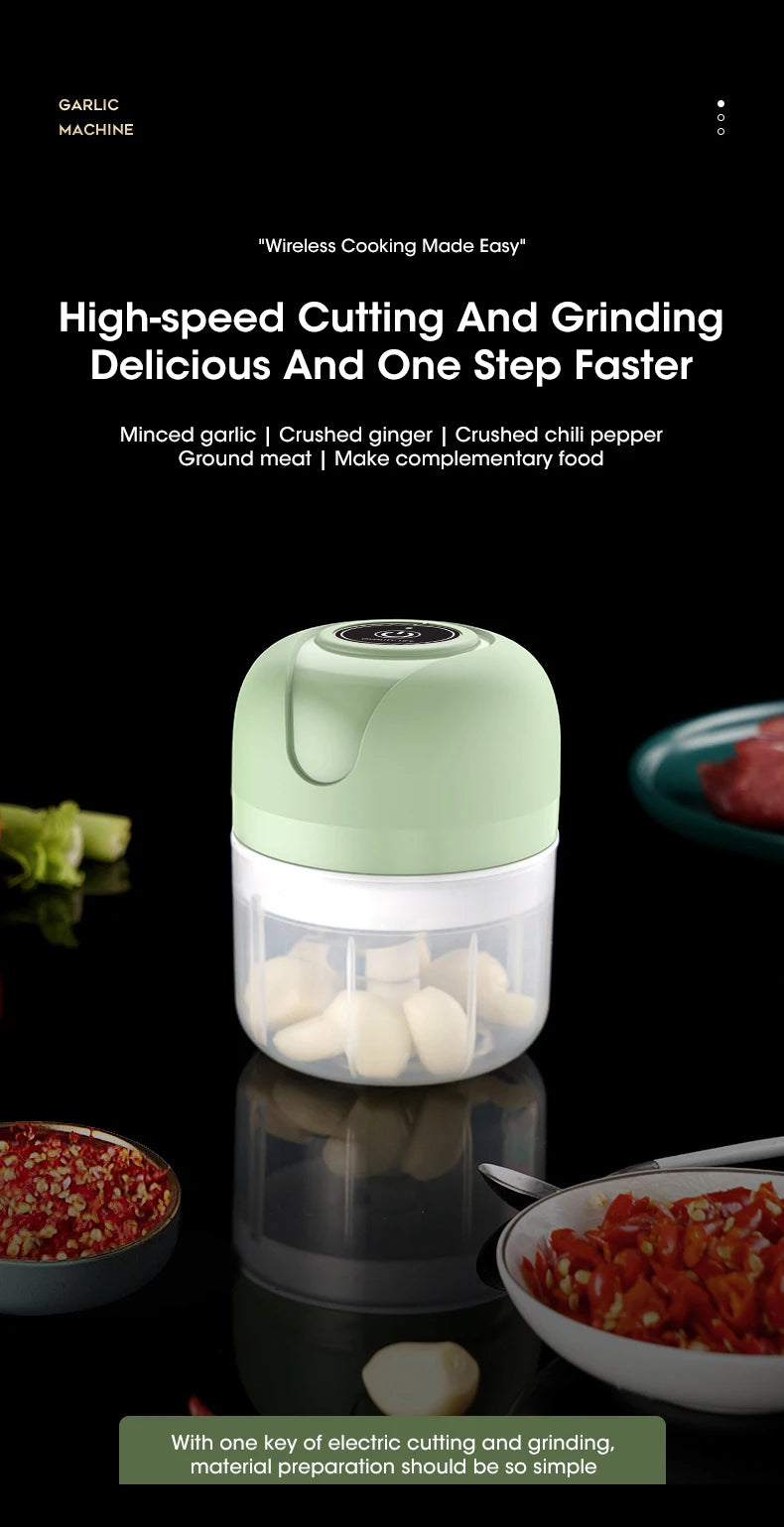 250ml Garlic Masher Crusher Electric Kitchen Food Chopper USB Portable Meat Grinder Vegetable Chopper for Kitchen Gadgets