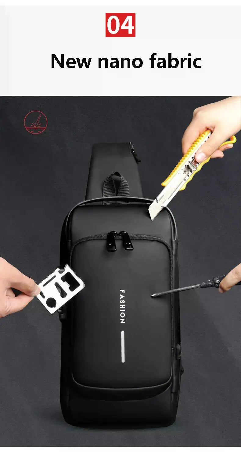 Men Anti Theft Chest Bag Shoulder Bags USB Charging Crossbody Package School Short Trip Messengers Bags Men's Oxford Sling Pack