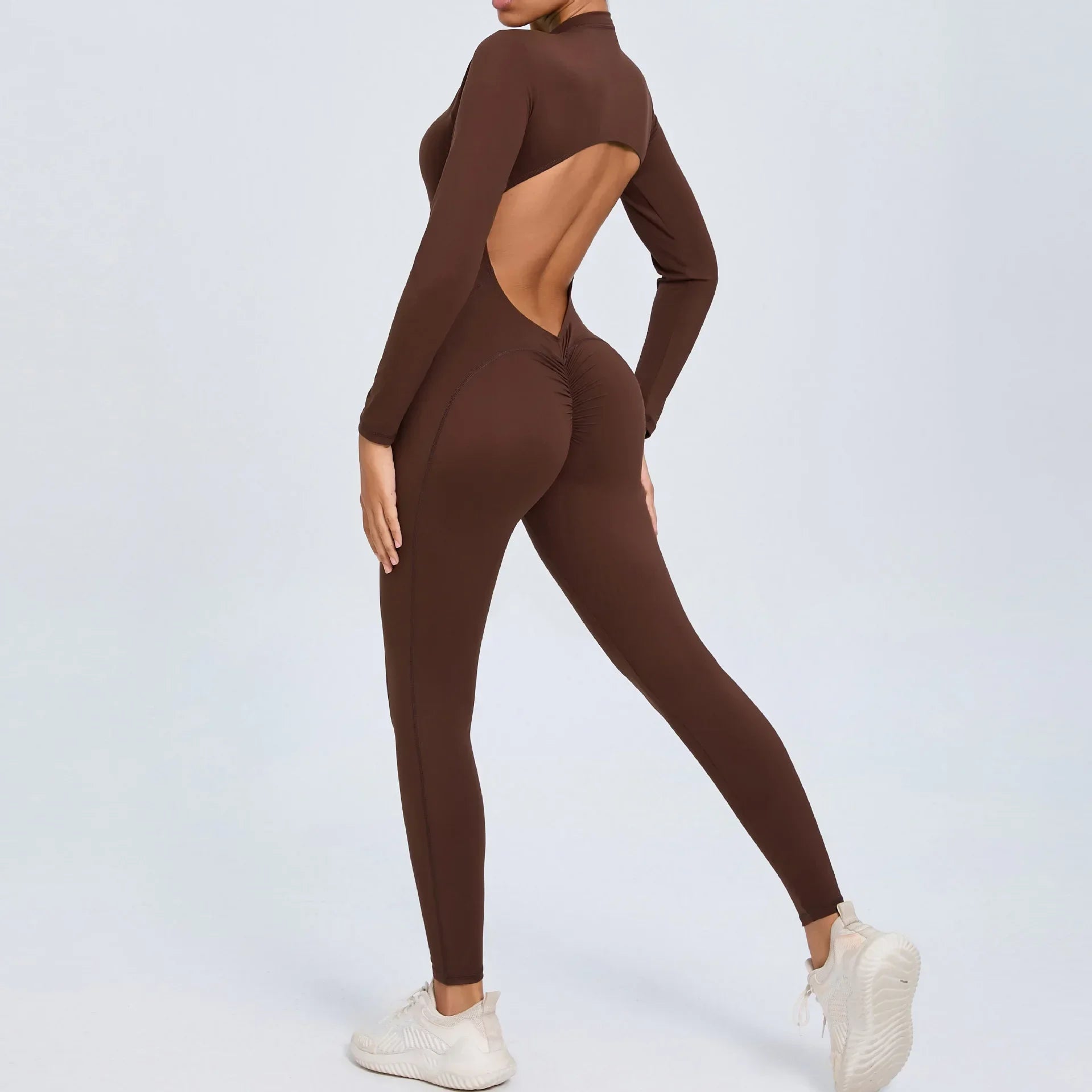 Fashion Hollow Backless Sport Jumpsuit Women's Tracksuit Long Sleeve Zipper Fitness Overalls One Piece Gym Set Workout Clothing