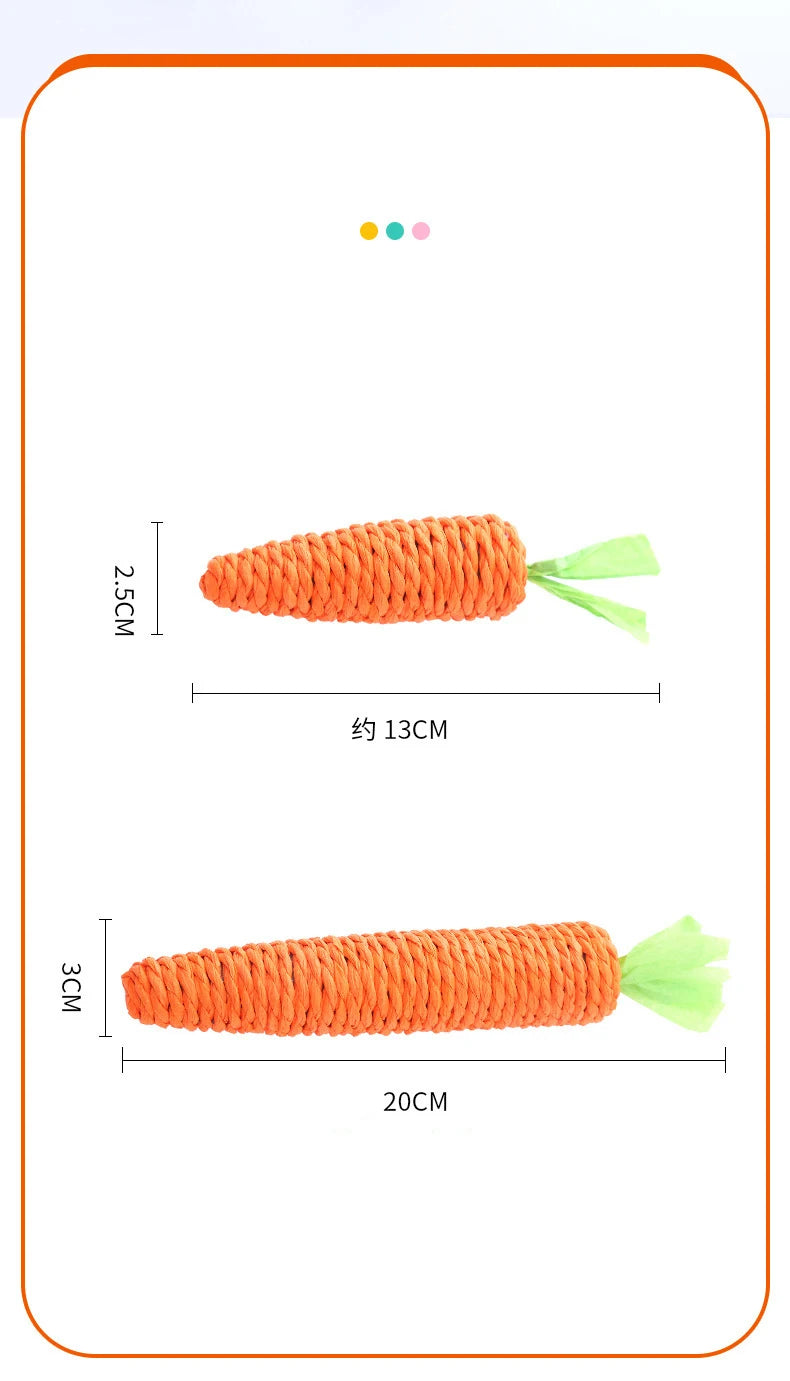 Cat Toy Carrot Sound Pet Products Bite Resistant Paper Rope Scratcher Clean Teeth Interactive Play Cat Carrot Chew Toy for Cat