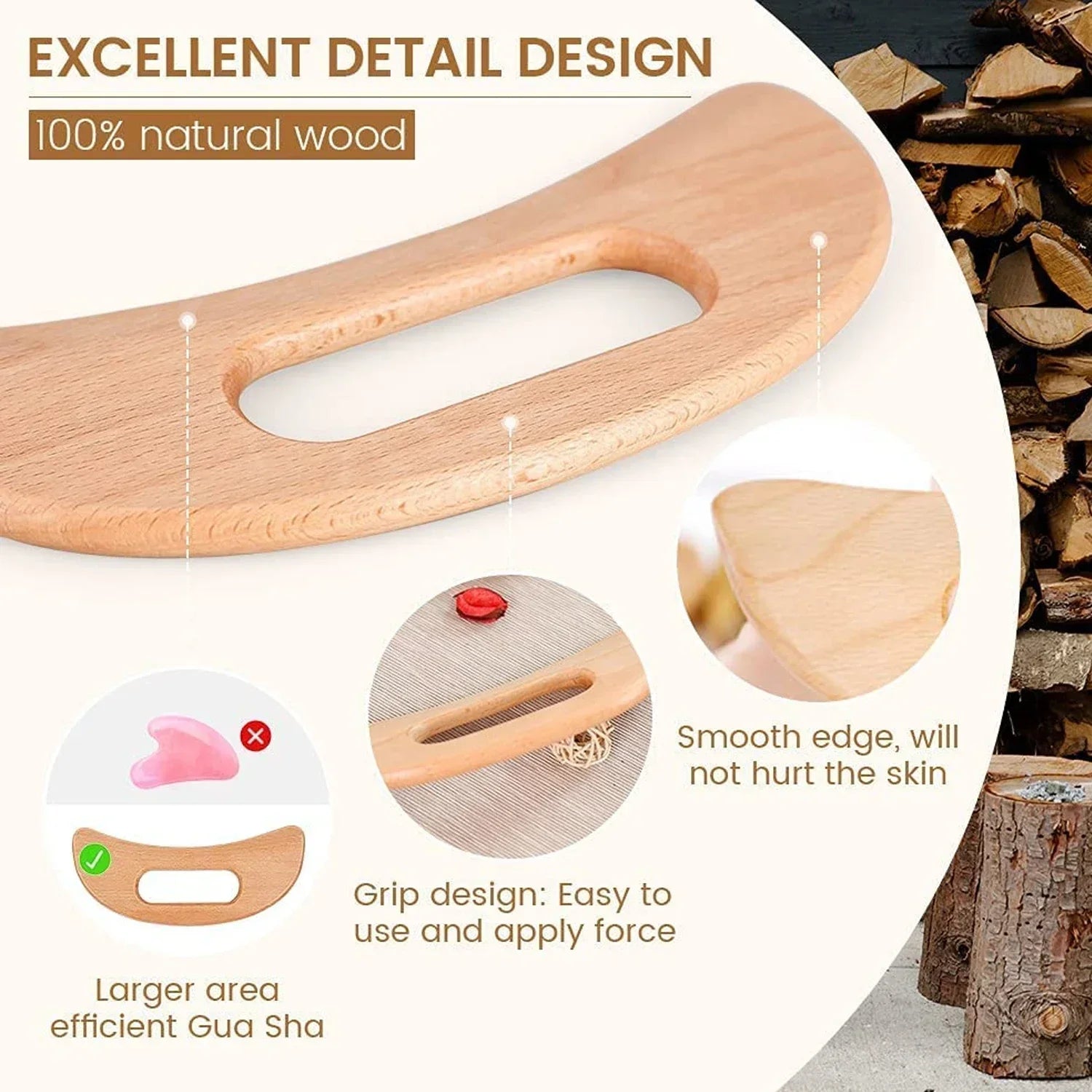 Body Gua Sha Tool Wooden Lymphatic Drainage Tool Guasha Massage Tools for Relieve Muscle Fatigue Anti Cellulite Massage Tool