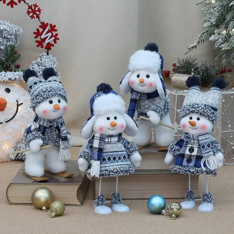 2024 New Christmas Snowman Doll Blue Cloth 20-33cm Cute Doll Christmas Gift Desktop Doll Decoration