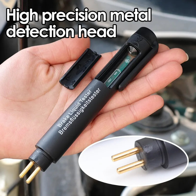 Car Brake Oil Detection Pen Nickel Plated Metal Probe Portable Automatic Brake Fluid Inspection Tools for DOT-3/4/5.1 Brake Oil