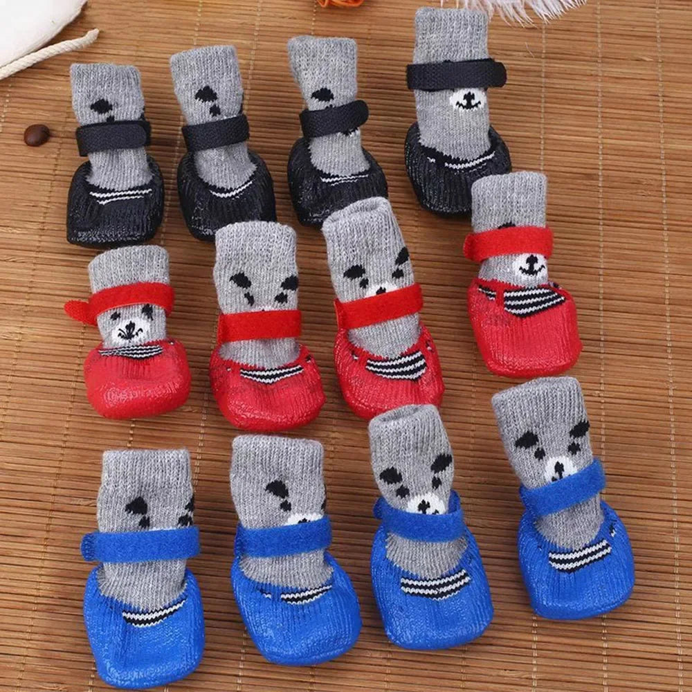 Anti-Slip Dog Socks Waterproof Shoes Socks for Dogs Socks Non-Slip Soles Adjustable Small Dog Paw Protector for Outdoor Indoor