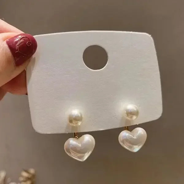 Fashion Imitation Pearl Earrings for Women, Heart Stud Earrings Elegant Love Ear Stud Party Wedding Jewelry Valantine Day Gifts