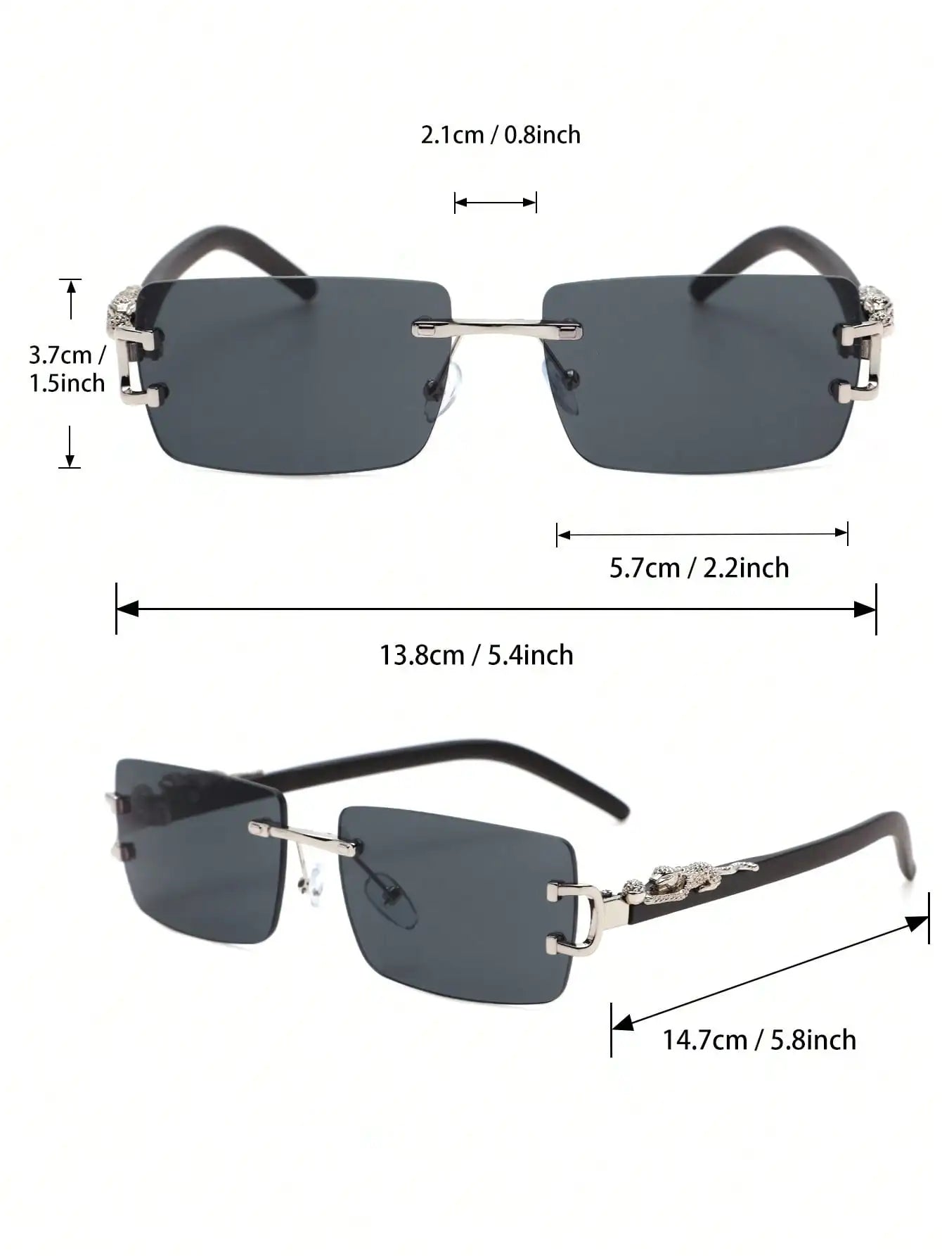 1 Pc Fashionable Trendy Frameless Rectangular Personalized Sunglasses For Daily Life