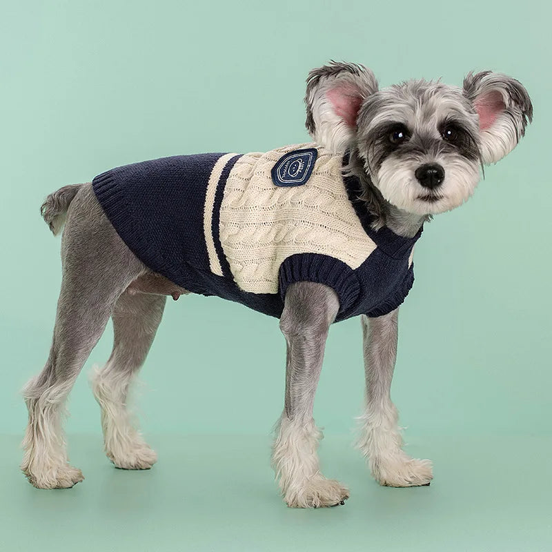 Dog Cat Sweater College Style Winter Pet Clothes for Small Medium Dogs Puppy Knitted Vest Bulldog Teddy Chihuahua Warm Sweater