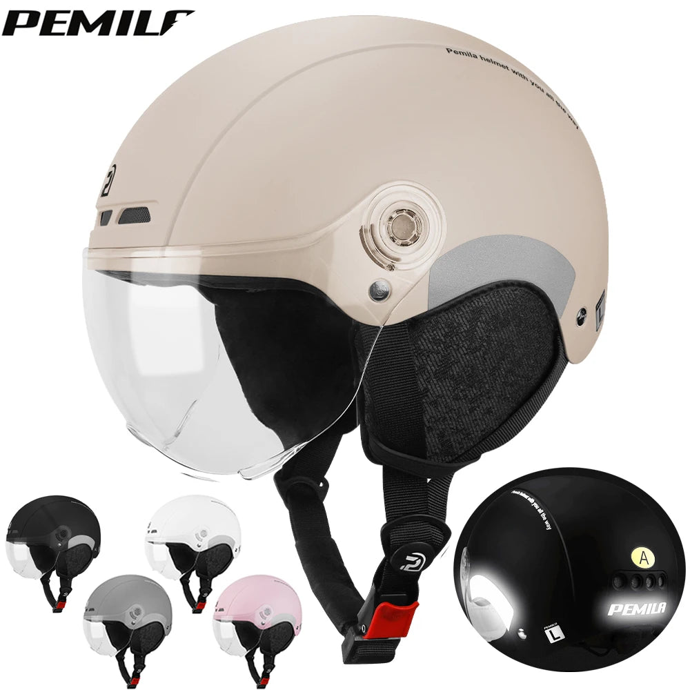 PEMILA The Four Seasons Cycling Helmet With Goggles Lens Ear Protection Bicycle Helmet MTB Reflective sticker E-Bike Bike Helmet